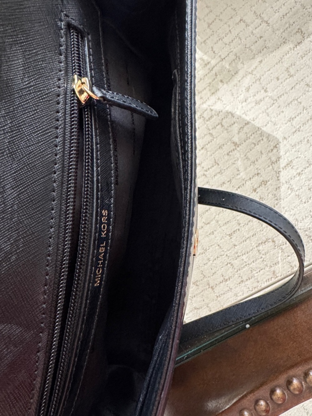 Michael Kors Black Leather Top-Handle Satchel with Gold Hardware - Picture 4 of 7